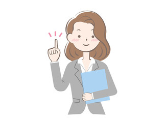 ファイルを持ったスーツ姿の女性