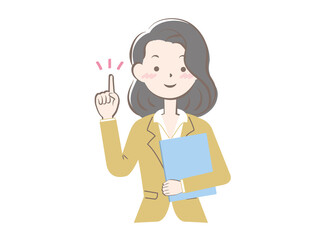 ファイルを持ったスーツ姿の女性