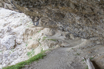 Cengia Martini footpath, Lagazuoi, Dolomites, Italian Alps.