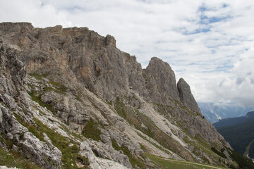 Fototapeta na wymiar Mountain landscape in a cloudy day, Dolomites, Italian Alps.