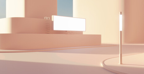 3d rendering of minimalist city street background