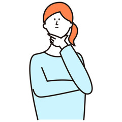 考える女性のイラスト素材