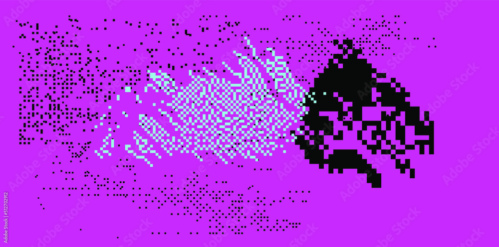 Aufkleber Glitched and distorted background with pixel mosaic.
