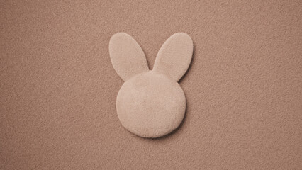 ふわふわの茶色の背景にふわふわの質感のうさぎ。2023年年賀状素材。（横長）