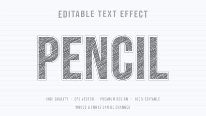 Pencil sketch text effect, Editable text effect, Editable text style effect,