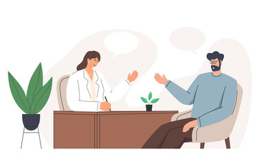 Psychologist listening to patient at mental therapy session