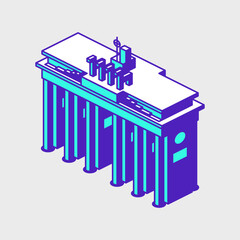 Brandenburg Gate isometric vector icon illustration - obrazy, fototapety, plakaty