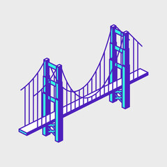 Golden Gate Bridge isometric vector icon illustration