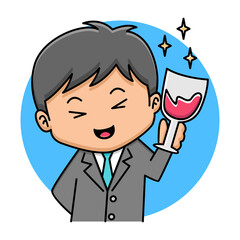 Cute businessman with wine