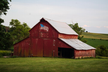 red barn in the field