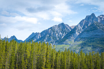 Banff Mountains view from low angle 