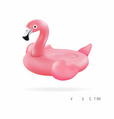 Pink pool flamingo for summer beach.