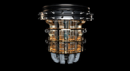 Obraz na płótnie Canvas quantum computer with fiber optic leads
