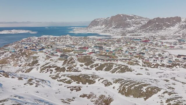 Drone Flight Over Snow And Rocks By Sissiiut