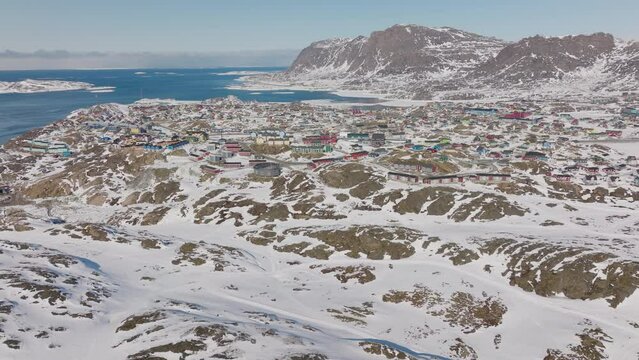 Drone Flight Over Snow And Rocks By Sissiiut