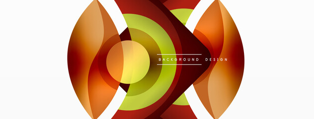 Abstract background with color geometric shapes. Beautiful minimal backdrop with round shapes circles and lines. Geometrical design. Vector illustration