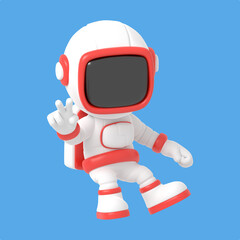 Cartoon Astronaut 3D Rendering Illustration 