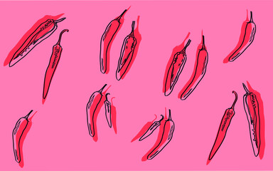 red pepper spray print  pattern vector illustration