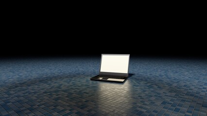 laptop on the floor
