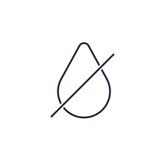 Crossed out drop. Dry. No liquid content.Vector linear icon isolated on white background.
