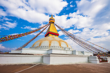boudha stupa (Boudhanath) at kathmandu, nepal - obrazy, fototapety, plakaty