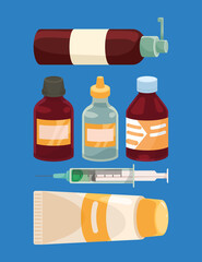 six medicines drugs icons