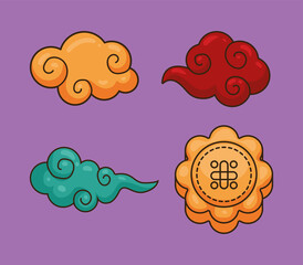 four chinese moon festival icons