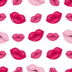 vector set of trendy shades of lipstick, juicy and plump lips, stylish makeup