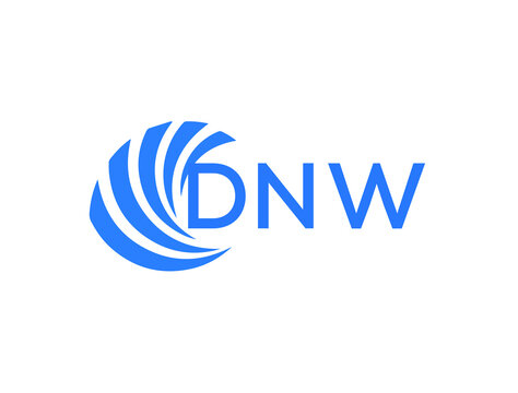 DNW Flat accounting logo design on white background. DNW creative initials Growth graph letter logo concept. DNW business finance logo design.
