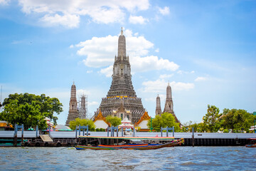Wat Arun, Temple in Bangkok view from a boat