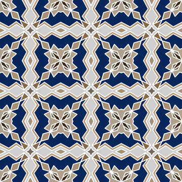 Seamless Pattern with Tribal Shape. Designed in Ikat, Aztec, Folklore, and Arabic Style. Ideal for Fabric Garment, Ceramics, Wallpaper. Vector Illustration.