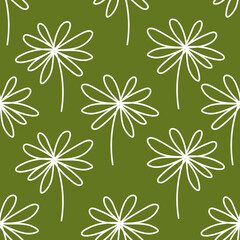 Obraz premium Seamless background gender neutral baby floral pattern. Simple whimsical minimal earthy 2 tone color. Kids nursery flower wallpaper or boho fashion all over print. 