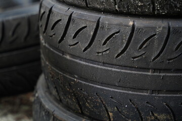 Old used tires detail