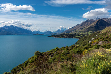 Fototapeta na wymiar Lake Wakatipu from Bennetts Bluff Lookout, Queenstown, New Zealand
