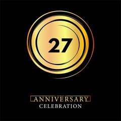 27th Anniversary logotype design for brochure, banner, wedding, greetings, happy birthday, jubilee, ceremony, event party, invitation card. 27 years anniversary celebration design vector.