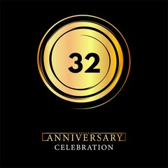 32th Anniversary logotype design for brochure, banner, wedding, greetings, happy birthday, jubilee, ceremony, event party, invitation card. 32 years anniversary celebration design vector.