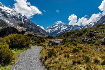 Obraz premium Hooker Valley Track at Mount Cook National Park, New Zealand