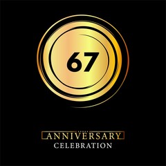 67th Anniversary logotype design for brochure, banner, wedding, greetings, happy birthday, jubilee, ceremony, event party, invitation card. 67 years anniversary celebration design vector.
