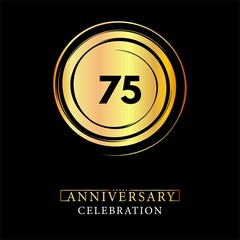 75th Anniversary logotype design for brochure, banner, wedding, greetings, happy birthday, jubilee, ceremony, event party, invitation card. 75 years anniversary celebration design vector.