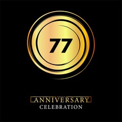 77th Anniversary logotype design for brochure, banner, wedding, greetings, happy birthday, jubilee, ceremony, event party, invitation card. 77 years anniversary celebration design vector.
