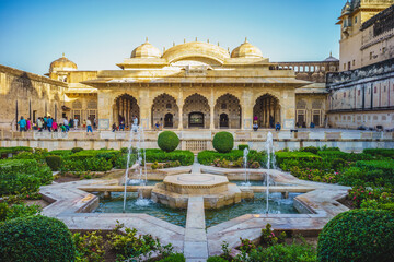 garden of amber fort in jaipur, india