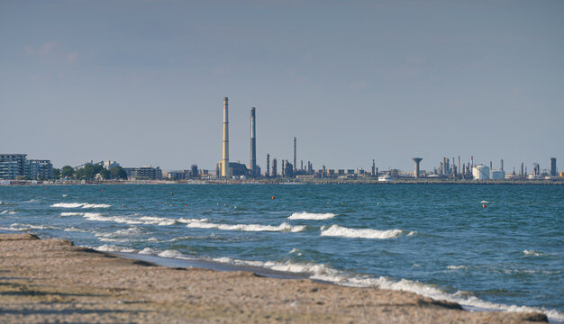 Petromidia petrol refinery at the Black Sea shore in Navodari, Romania. Petrol and gas industry.