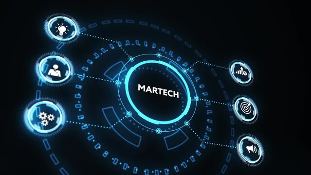 Martech marketing technology concept on virtual screen interface. Business, Technology, Internet and network concept.