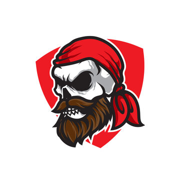 Pirates Skull Head Mascot Logo