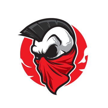 Punk Head Skull Mascot Logo