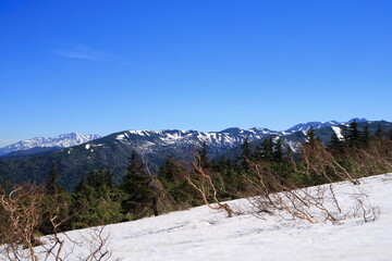 Fototapeta na wymiar 北海道　美瑛富士の雪渓からの眺め 