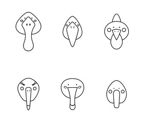 birds head vector  isolated set