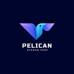 Vector Logo Illustration Flamingo Gradient Colorful Style.