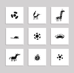 simple animals vector illustration set