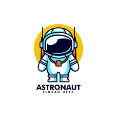 Vector Logo Illustration Astronaut Simple Mascot Style.